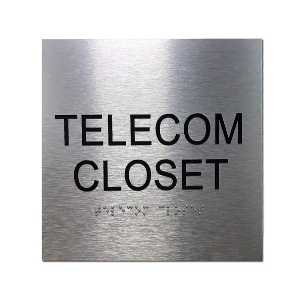 Brushed Aluminum ADA Compliant Office Signs with Braille - 8"
