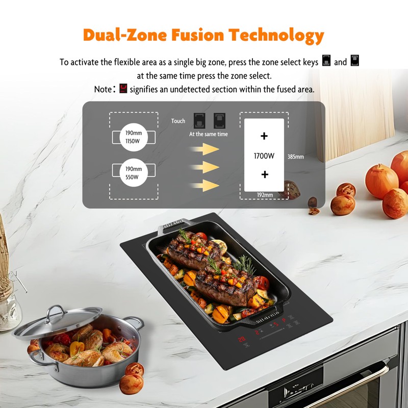 MOCIFI 12 Inch Induction Cooktop 2 Burners, 1700W Built-in &