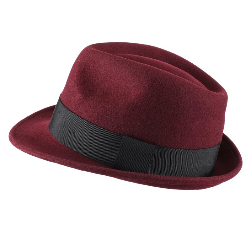 Decentron Men's Wool Felt Winter Hat Short Brim Fedora Hat