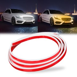 DREAMIZER Car Daytime Running Light LED, 12 V 180 cm Flexible Waterproof Car Strip Light, Dynamic Scan Start Up Hoodbeam Kit, Car Hood Light Strip for Cars, SUVs, Trucks (White + Amber)