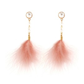 Long Feather Dangle Earrings Bohemian Tassel Dangle Earrings Pearl feather earrings for Women Girls