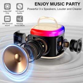 HWWR Mini Karaoke Machine for Kids, Mini Bluetooth Speaker with 2 Wireless Microphones for Kids Singing Home Party, 2025 Popular Birthday Gifts Toys for Girls Boys Age 3-12+