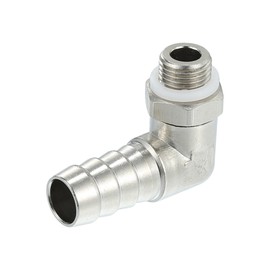 Motoforti Universal Car 90 Degree Brass Fitting Hose Adapter, Hose Fitting, 10mm 3/8" Barb to Male Metric M10x1, Durable, Brass, Silver Tone