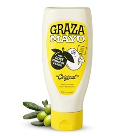 Graza Original Olive Oil Mayonnaise in Squeeze Bottle - Rich & Creamy Classic Mayo Made with Cage Free Eggs, Extra Virgin Olive Oil & Pomace Oil, Free from Seed Oils