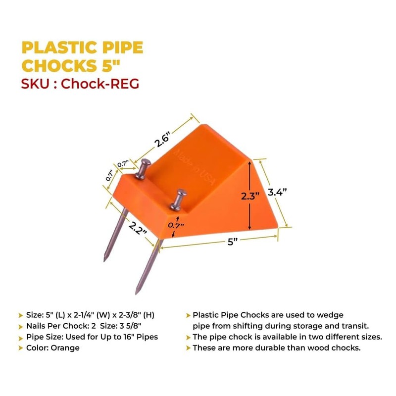 Mytee Products Plastic Pipe Chocks 5", Used for up to