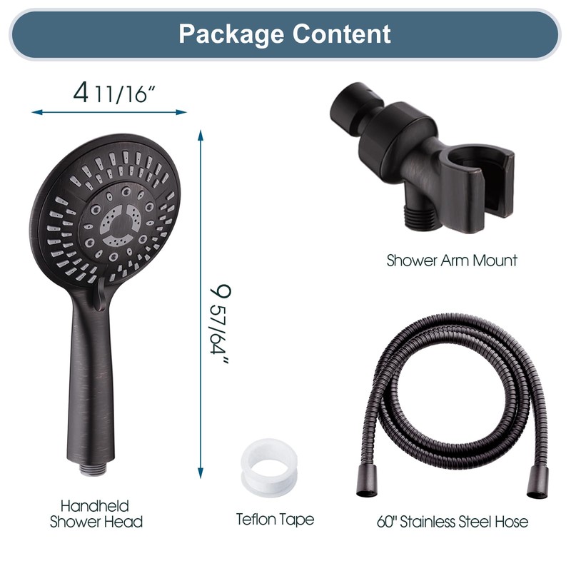 BRIGHT SHOWERS 9 Spray Settings Shower Head with Handheld High