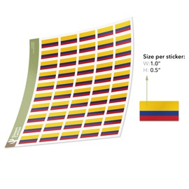 Desert Cactus Columbia Country Flag Sticker Decal 1 Inch Rectangle Sheets 50 Total Pieces Kids Logo Scrapbook Car Vinyl Window Bumper Laptop Colombian R