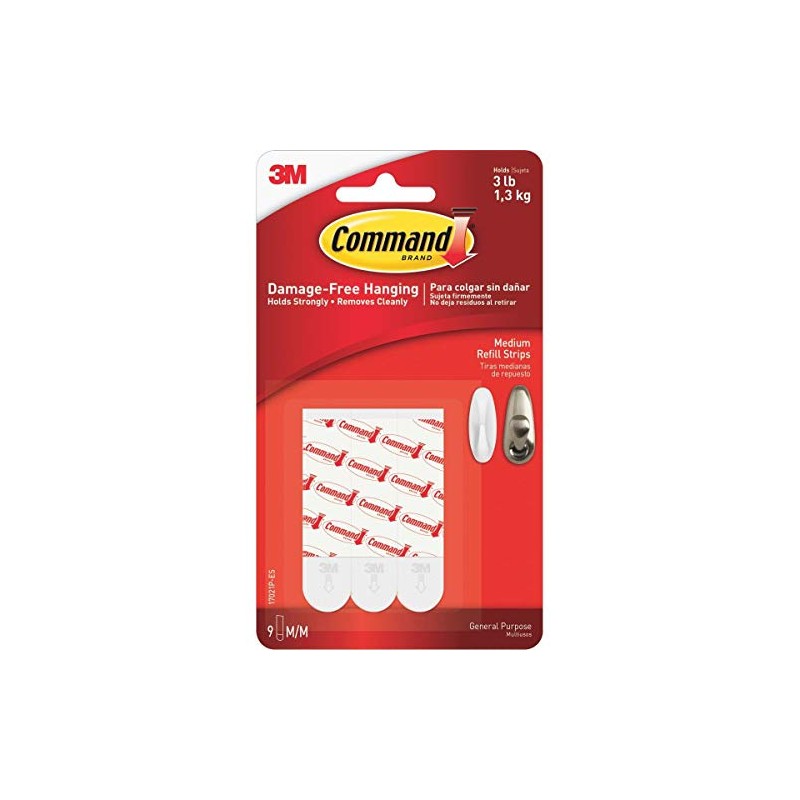 Command Large Refill Strips [Removable]: 8-Pack (White)