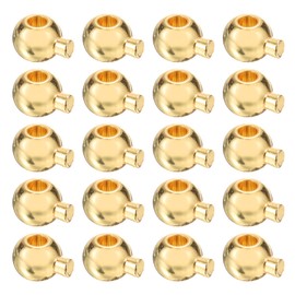 sourcing map 60 Pcs Crimp Beads Covers, 3.5mm Spacer Bead Covers, Metal Cord End Crimp Stopper Beads for DIY Craft Ends Accessories, Gold