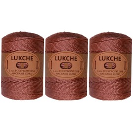 Lukche 1.5-2mm Polyester Macrame Cord 3 Skein (3x153 Yards) 100% Polypropylene Premium Macrame Rope, Yarn Crochet Macrame Bag Craft for Wall Hangers, Bags, Bottom Plates, Carpets (3 Cooked Quince)