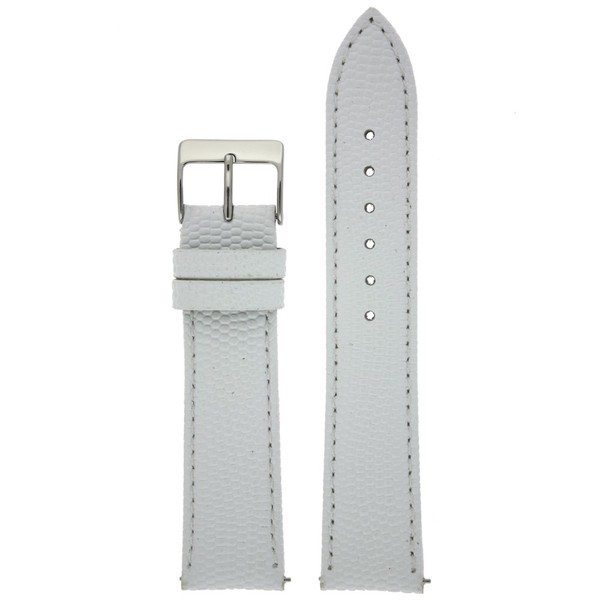 Tech Swiss 12mm Watch Band Genuine Leather Lizard Grain White