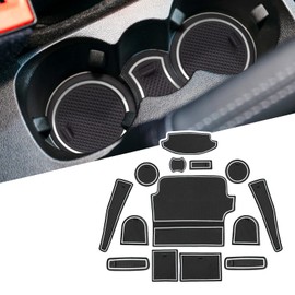 LFOTPP For Fiesta MK8 Car Non-Slip Rubber Mats (For Right Hand Drive), Car Door Slot Mat, Cup Holder Mat Armrest Center Consoles Interior Decoration 14pcs (White)