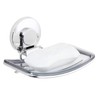 LEVERLOC Chrome Suction Cup Soap Dish Holder for Shower Wall