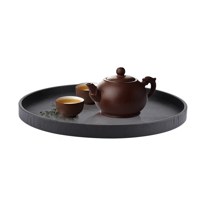Round Shape Solid Wood Tea Coffee Snack Food Meals Serving
