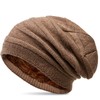 Caspar MU202 Warm Knitted Beanie Hat with Fleece Lined, khaki