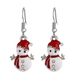 NAUZE Christmas Snowman Earrings Silver Scarf Vintage Versatile Earrings Cartoon Cute Style Hypoallergenic Jewelry Gift for Women and Girls