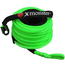 X MONSTER HMPE Synthetic Winch Rope 3/8" x 90' with Black Protecing Sleeve for UTV/ATV Winch 18,000 lbs, Green