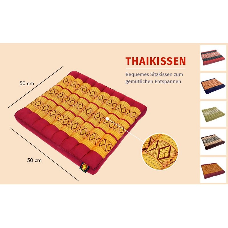 Seating cushion thai 50 * 50 cm – Red/Black/Neck &