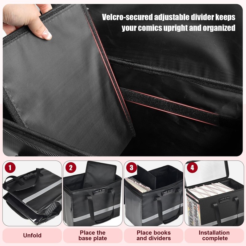 Fireproof Comic Book Storage Box - Holds 140+ Comics, Organizer