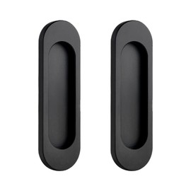 MOROBOR Self-Stick Oval Sliding Door Pulls, 2pcs Aluminum Alloy Flush Pull Punch-Free Handle for Sliding Barn Door Windows Cabinets (Matte Black, 100mm)