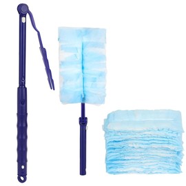 Aswalling 30 Pieces Duster Refills with 2 Long Handle, Disposable Duster Refills Compatible for Easy to Use