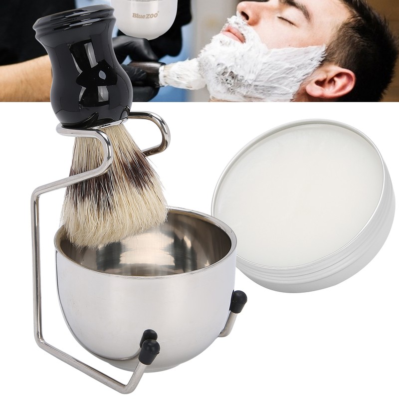 4pcs Shaving Brush Set Men Shaving Soap Brush Stainless Steel