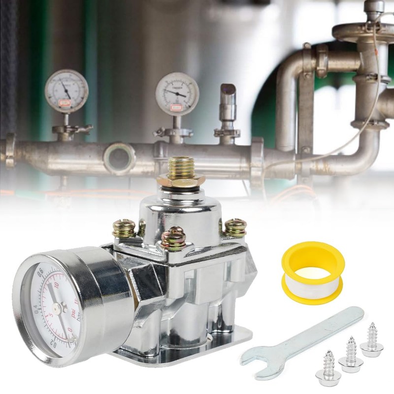 BARTOO Upgrade Adjustable Fuel Pressure Regulator Carburetor with Gauge, 1-4