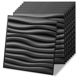 Art3d 20 Pack Decorative 3D Wall Panels, 19 Sq.Feet PVC Interior Wall Décor, 11.8"x11.8", Black