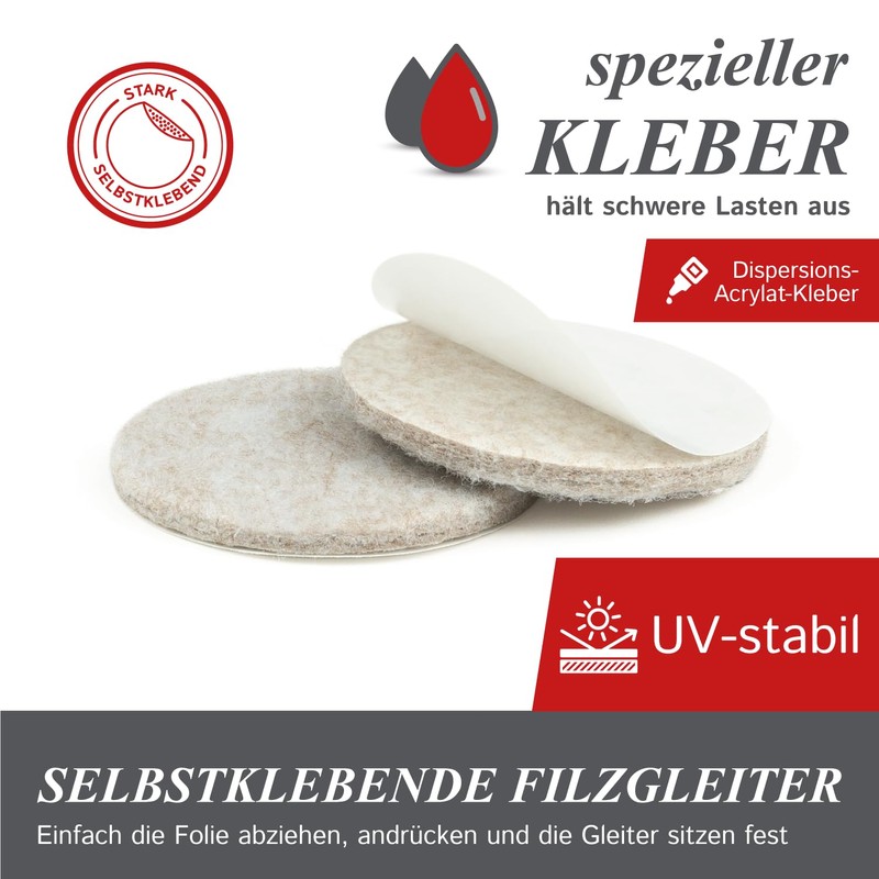 2 Inch Diameter Heavy Duty Felt Pads - Tan, 12