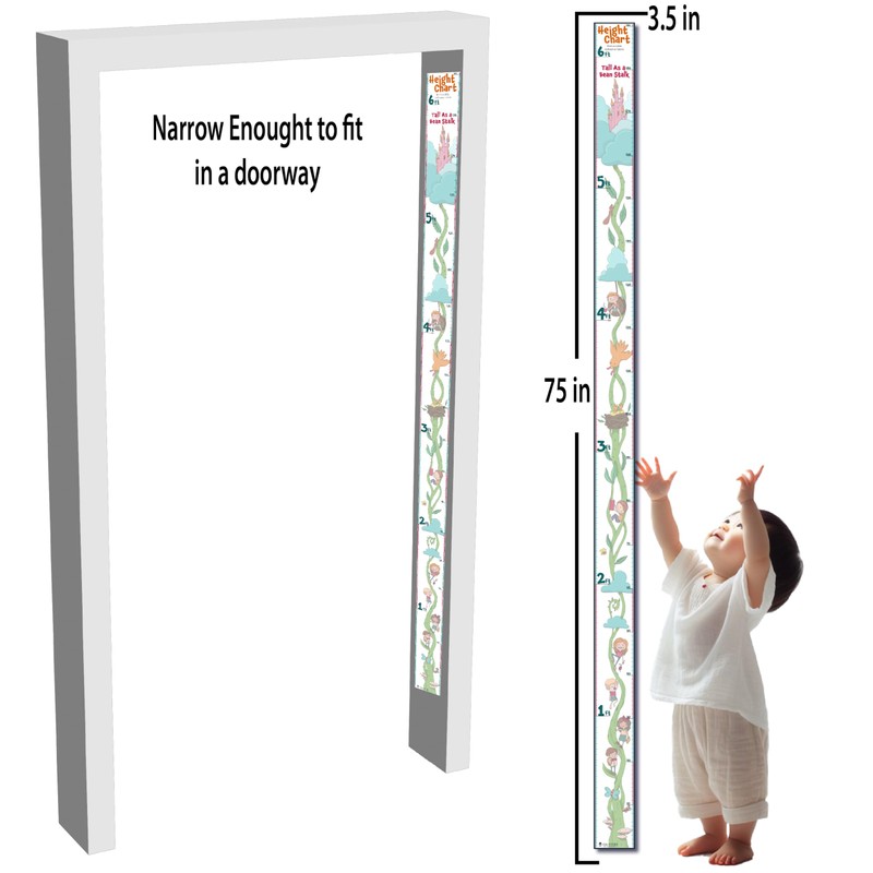 Growth Height Chart Kids Room Décor Reusable Decal (Bean Stalk)