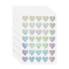 Holographic Heart Stickers Silver Glitter 1 Inch Small Sticker for Kids Rewards Self-Adhesive Removable Waterproof Vinyl Sticker for Behavior Chart Student Planner School Teacher Supplies 350 PCS