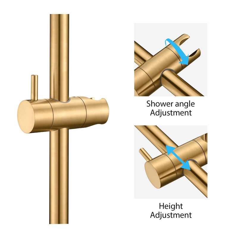 Luxier SB01-30-G 30 in. Adjustable Slide Bar for Handheld Showerheads