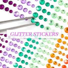 Annhao Glitzersteine Selbstklebend Glitzer Steine Strasssteine Gesicht mit Pinzette für DIY Gesichts Make Up Fingernagel Dekorationen Und Urlaubszubehör, 3mm,4mm,5mm (900 Stück)