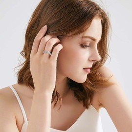 JLYY Sterling Silver Spinner Ring Fidget Anxiety Worry Relieving Boredom ADHD Autism Band Rings for Women Men (Lotus-Just Breathe, 8)