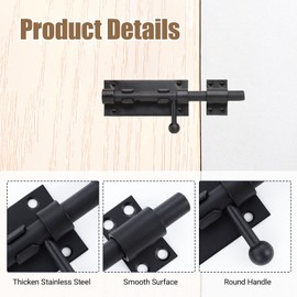 Barrel Bolt Latch, 6.3 in Slide Bolt Gate Latch with 8 Screws and 1 Screwdriver, Thickened 304 Stainless Steel Barrel Bolts with Padlock Hole for Door Windows Boxes Cabinets Fences