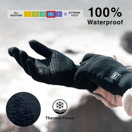 DRYMILE Alpine Waterproof Gloves - Warm Touchscreen Winter Snow Wool Blend Hand Gloves for Men & Women - Work, Hiking, Skiing, Running, Biking, Riding Glove, for Cold Weather - S, Black