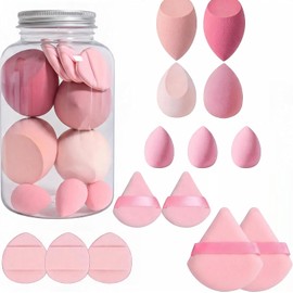 Set de 14 Esponja maquillaje,Beauty blender,Para Juego de Esponjas de Maquillaje Facial,Esponja de belleza de larga duración para polvo,crema y líquido,polvo,Uso húmedo y seco,Supersuave