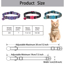 MarukoPet Cat Collar Breakaway with Bells, 3 Pack Girl Boy Pet Cat Collar with Bohemia Floral Tribal Geometric Patterns, Adjustable 7.5-12 Inch, with Safety Buckle for Kitten Cat(Set B)