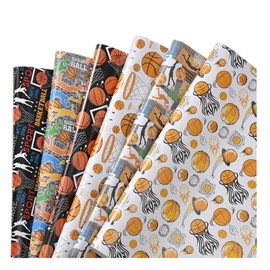 Liiqin Basketball Wrapping Paper Children, 6 Sheets 50 cm × 70 cm Gift Wrapping Paper Birthday, Gift Wrapping Paper for Children Decoration Boys Gift Wrapping Sports Birthday Gift Happy Birthday Party