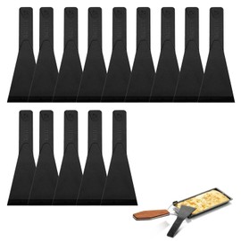 Pack of 14 Kitchen Spatula, Non Stick Pot Scoop, Raclette Pusher Spatula, Raclette Scraper, for Non-Stick Pans, Gourmet Plates, Frying Pans, Cheese Grills, Black