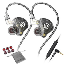 POPCORN Audífonos Intraurales Bass X8 Pro con Micrófono 3.5mm,Hybrid monitores intraurales, Auriculares HiFi de Graves Profundos con Cables Desmontables,Auriculares aislantes de Ruido (Negro)
