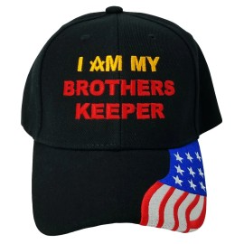 BCAH Mason Brothers Keeper Baseball Cap American Flag Bill, Black Masonic Hat, Masons