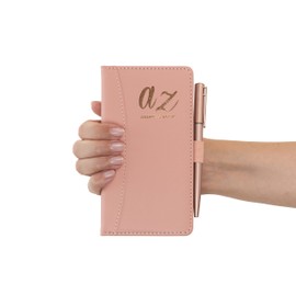 Evelay Address Book A-Z Pink Index Hard Back Cover Slim Address & Pen Telephone Alphabetical Tabs (Pink)