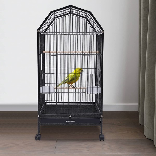 Parakeet Bird Cage with Stand Metal Pet Bird Flight Cages