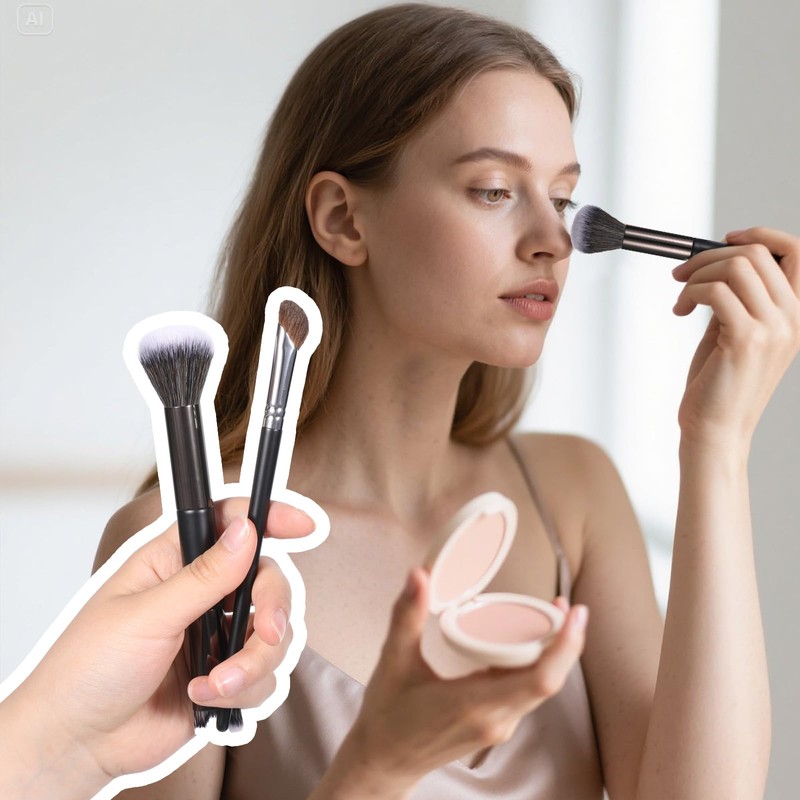 2 Pcs Nose Contour Brushes Set, 1 Pcs 2-In-1 U-Shaped