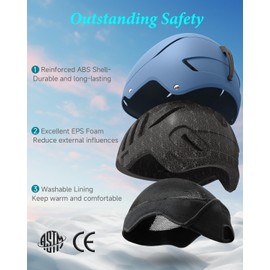 RIOROO Ski Helmet, Ski Helmets for Men Women Youth,Snowboard Helmet with Fluff Adjustable Vents,Compatible with Ski Goggles,Available for Snow Sports,Snowboarding Snowmobile Skiing Windproof.
