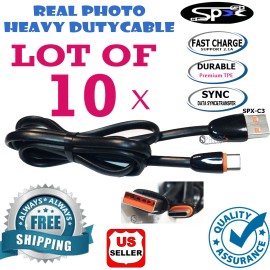 SPX LOT 10 x Durable FAST USB Type C Noodle Charging Data SYNC Power Cable Flexible