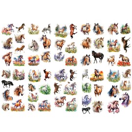 64 Pcs Horse Temporary Tattoos for Kids Realistic Long Lasting Cute Fake Horse Tattoos Stickers For Boy Girls Birthday Party Supplies Favors Decorations Gifts School Prizes Rewards 849