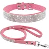 Avenpets Full Rhinestone Dog Collar Leash Set Soft Suede Collar