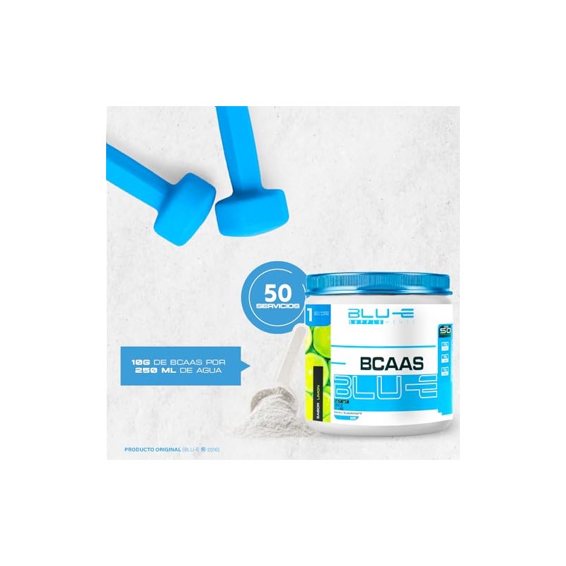 Blu-e Bcaas Aminoácidos 50 Servicios 500 G Sabor Limon